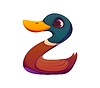 Vector clipart: Letter z as cute cartoon duck kids animal alphabet