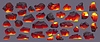 Vector clipart: Burn ember charcoal, hot coal pieces set