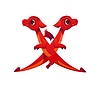 Vector clipart: Fantasy red dragon cartoon character font letter X
