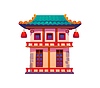 Vector clipart: Cartoon Asian building, Chinatown house or temple