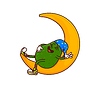 Vector clipart: Cartoon groovy avocado sleeping on moon crescent