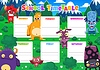 Vector clipart: School timetable schedule with funny monsters