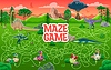 Vector clipart: Kids labyrinth maze quiz game, dinosaurs worksheet