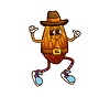 Vector clipart: Cartoon groovy almond nut sheriff or cowboy ranger