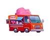 Vector clipart: Cartoon candy cotton street food truck vintage van