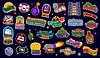 Vector clipart: Y2k pirate and corsair groovy, funky stickers