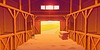 Vector clipart: Wooden farm stable barn interior with sand floor