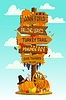 Vector clipart: Thanksgiving harvest holiday wooden signboard