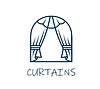 Vector clipart: Opera theater or home window interior curtain icon