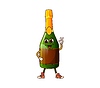 Vector clipart: Sparkling wine beverage bottle groovy character