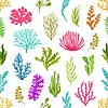 Vector clipart: Underwater algae seaweed plants seamless pattern