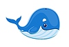 Vector clipart: Ocean animal cartoon blue whale cute character