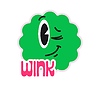 Vector clipart: Winking emoji Y2K groovy sticker or retro symbol