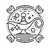 Vector clipart: Egyptian oil lamp esoteric line tattoo or print