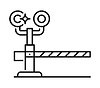 Icono de ferrocarril ferroviario, rieles de tren cruzando la puerta | Ilustración vectorial