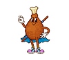 Cartoon groovy chicken drum fast food character