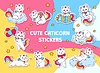 Vector clipart: Cute cat caticorn characters cartoon stickers pack