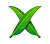 Tree green leaf font, garden typeset letter X