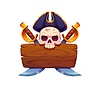 Vector clipart: Pirate signboard frame, heraldry corsair skull