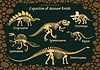 Dinosaur museum poster, prehistoric dino fossils