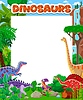Vector clipart: Note paper, funny prehistoric Jurassic dinosaurs