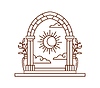 Vector clipart: Mystic Boho arch, magic Bohemian doorway with sun