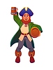 Vector clipart: Pirate ship crew character corsair with rum barrel