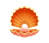 Vector clipart: Cartoon pearl shell or scallop oyster and seashell