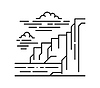 Landscape icon, black and white line art