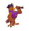 Vector clipart: Cartoon pirate eagle looking through telescope