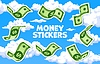 Vector clipart: Flying cartoon dollar money banknotes stickers