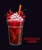 Vector clipart: Cartoon chocolate cherry milk bubble tea glass