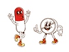Vector clipart: Groovy medicine drug capsule and pill characters
