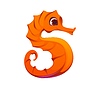 Vector clipart: Number five math symbol as funny cartoon sea horse