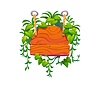 Vector clipart: Hanging wooden sign board with jungle lianas