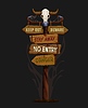 Vector clipart: Scary terrible Halloween sign board with skull