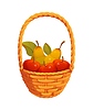 Vector clipart: Cartoon woven basket with ripe apples and pears