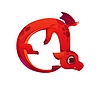 Vector clipart: Asian red dragon cartoon character font letter Q