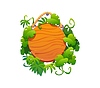 Vector clipart: Wooden round sign board with tropical jungle liana