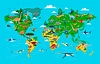 Prehistoric dinosaurs world map infographics
