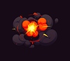 Comic bomb explosion blast cloud cartoon effect