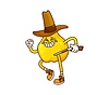 Cartoon groovy guava fruit cowboy character