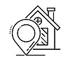 Journey route location point line icon or sign