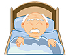 Vector clipart: cartoon sleeping on beds of oldster