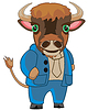 Bisontes salvajes con traje y corbata | Ilustración vectorial