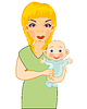 Vector clipart: Making look younger woman with infant on hand