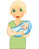 young women with infant on hand