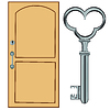 Vector clipart: Wooden door and key is insulated