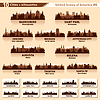 Vector clipart: City skyline set. 10 city silhouettes of USA 