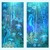 Vector clipart: Underwater banners with seahorse. vector illustration